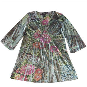 Style & CO. Jeans Velour 3/4 Sleeve Blouse Size Small